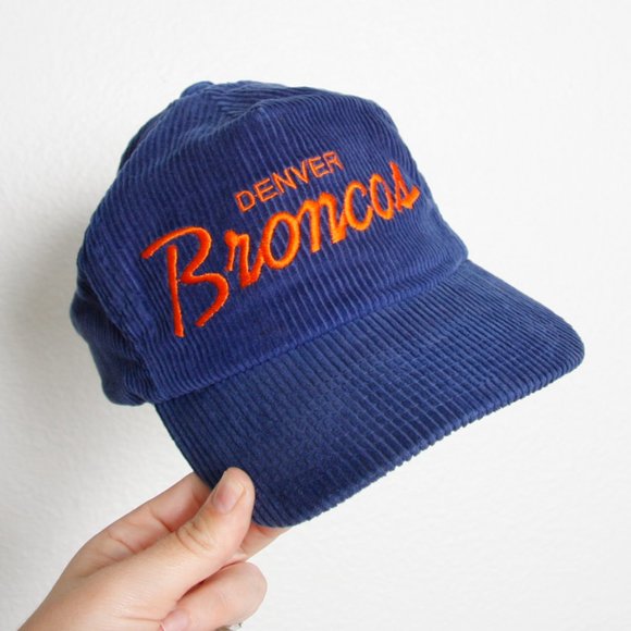 Vintage Denver Broncos The Cord Blue Orange Embroidered Hat Corduroy NFL - Picture 1 of 6